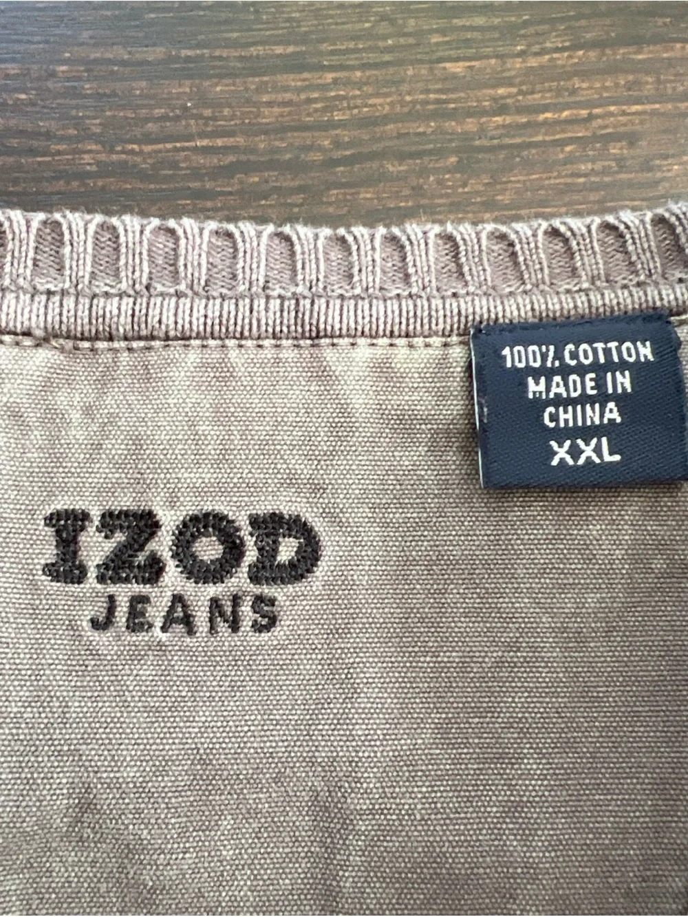 Izod Jeans Taupe/Brown Washed Ribbed Knit Long Sleeve Cotton Sweater Men’s XXL